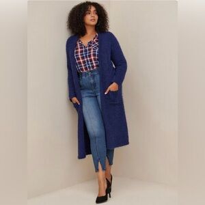 Popcorn Duster Open Front Sweater